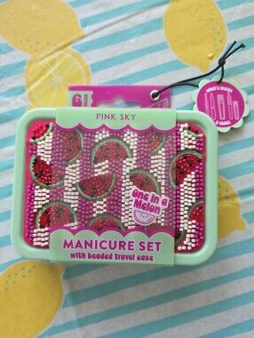 Beaded-Pink Sky "One in a Melon" Watermelon Beaded Manicure Set